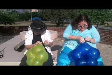 2 Blow Up Interesting Star Shaped Balloons Out Side