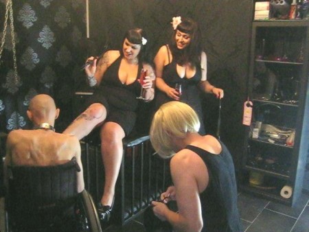 Femdom Fun Part 1 - Femdom fun in the femdom empire with miss moore, lady vampira and her slaves.  Spontaneous joke for the ladys, double suffering for the subs!