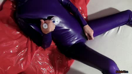 Masturbating With Vibrator Zentai Latex Catsuit  Hd - Masturbating with vibrator zentai latex catsuit