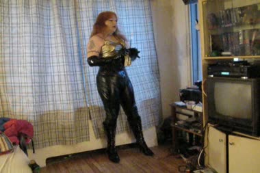 Glam Ts Domme Smoking Masturbation Instruction - Vanessa fetish instructs you to masturbate as she smokes, wearing corset, gloves, pvc pants, boots and a gold lame top