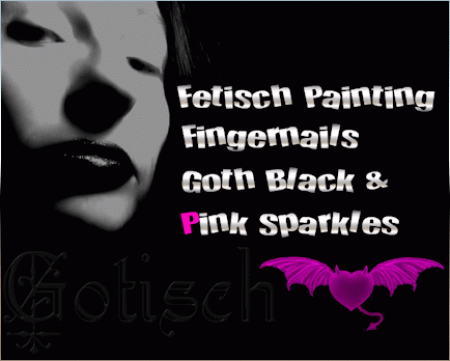 Mistress Cleo - Goth  Fingernails  Goth Black  Pink Sparkles