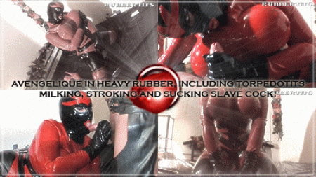 Avengelique Torpedotit Pervatrix Milking Licking And Stroking - Over 30 minutes!!! Our toprated, extreme perverted and latexloving dominatrix avengelique, one of the sexiest vixens ever is back in total heavy rubber action. Again, she�s very hungry for cock, so her semenslave has to be ready to be milked, stroked - and sucked! Avengelique, wearing our famous torpedo-tits-outfit uses all her arousing and lusty spermload-provoking abilities to tease and milk her precious pet�s cock. She�s one very nasty, dirty player in this game, and after lots of juicy cocksucking, licking, titjobbing and a hell of a lot of stroking variations, horny avengelique finally gets her slave�s tribute, a full load of white creamy cum on her gigantic shiny red latex-tits! 30 minutes of sensational high-quality-latex, action, including great shots of avengelique and her ultrakinky shiny outfit, including high-heels, mask, gloves, corset and bicolor latex stockings, will make you cum over and over again - avengelique simply rules - and your cock is no exception! 31 minutes, 512x288, 16:9, high quality wmv, stereo...If it�s a genuine rubbertits - clip, it�s latex the way you want it: shiny, dirty, nasty, sexy and with women in outfits and action to cum for!