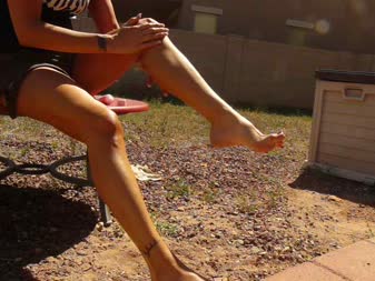 Sexy Long Tan Legs Lotion - Pampered spoiled long golden tan legs get an over dose of lotion and loads of toe wiggling spreading pointing