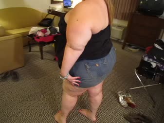 Short Shorts - Destiny squeezes into this teeny tiny size 24 demin shorts