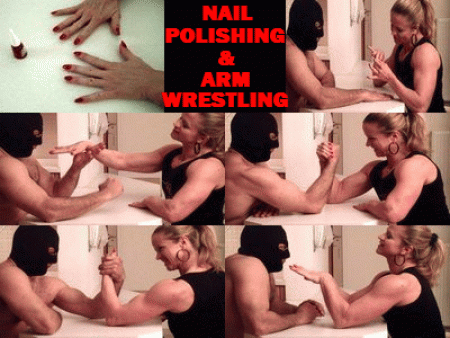 Nail Polishing  Armwrestling - This clip is for you guys,who like long red nails,the smell of nail polish and armwrestling with a very strong woman.../Hd