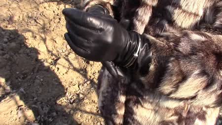 Bondageangel - Outdoors Handcuffed In Fur Coat Ii