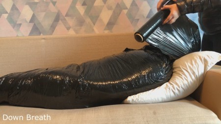 Mummification with sleeping bag and plastic