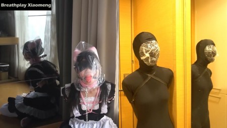 Xiaomeng Maid and Zentai Bagged Incontinence - This is the most exciting session so far, with mass incontinence, endless groaning and so on
Xiaomeng dresses herself like a maid, very cute and shy. This is one of the appearances that she likes the most. After bound by pink ropes, she receives three bagging plays in a row, which reminds her the familiar sense of breathplay. During the second and the third times she also wears a red ball gag and receives a vibrator insider her body. Halfway at the third time she suddenly starts to pee out of control and I am quite surprised
I dont want to release her that easy after her peeing. Xiaomeng now wears a black zentai and an armbinder, and then continues her journey of plastic bag. This time I use an open-face hood to seal the plastic bag. There are again three times in a row, using a transparent plastic bag, a shower cap, and a black garbage bag, respectively. It is really fun to watch the air pockets on the face opening of the hood inflating and deflating. At the end, Xiaomeng is completely collapse, only sitting on the ground and trying to catch her breath