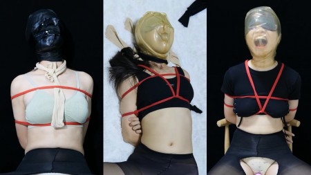 Xiaomeng Head under Pantyhose and Hoods - In this video I used pantyhose, plastic bags and different breathplay hoods on Xiaomeng’s head to restrict her air supply. Except for the very first scene, Xiaomeng’s hands were always bound behind her back, and vibrators are offered to make her enjoy the circumstance more. The following combinations can be found on her head in the video.
1.	Yellow pantyhose + black breathplay hood. Later the breathing hole was sealed by bondage tape.
2.	Yellow pantyhose + transparent breathplay hood + HOM.
3.	Yellow pantyhose + transparent breathplay hood + black pantyhose.
4.	Yellow pantyhose + transparent breathplay hood + yellow pantyhose + black pantyhose as mouth gag.
5.	Yellow pantyhose + black pantyhose.
6.	Transparent breathplay hood + yellow pantyhose + plastic bag.
7.	Transparent breathplay hood + yellow pantyhose + black pantyhose + HOM.
8.	Plastic bag + black pantyhose.
9.	Black pantyhose + plastic bag + yellow pantyhose.
10.	Black pantyhose + semitransparent breathplay hood.
I hope you enjoy the video!