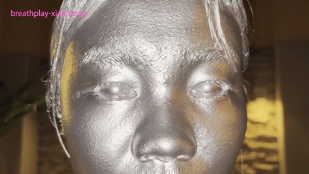 Breathplay Xiaomeng - Xiaomeng Experiencing Bling Silver Body Painting Breathplay Xiaomeng - Xiaomeng Experiencing Bling Silver Body Painting