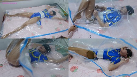 Xiaoyu Compressed in Vacuum Bag as ChunLi - Previous synopsis (fake): Xiaoyu-senpai’s real identity is Interpol officer and martial artist Chun-Li. During a mission to investigate M. Bison’s Shadaloo crime syndicate, she was caught in a trap…
Plot: In order to know more about Interpol’s plans from her, M. Bison threw the now-powerless Chun-Li into a sealed compression bag and then vacuumed the bag several times, trying to destroy her will by torture.
Next episode (fake): Will Chun-Li betray Interpol, or will she find a way to escape by herself?